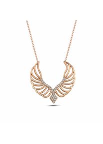 dKeniz Damen Kette mit Anhänger "925/- Sterling Silber rosévergoldet Modern Design Silberkette", 42cm + 3cm, Silber 925 (Sterlingsilber), L: 45cm B:
