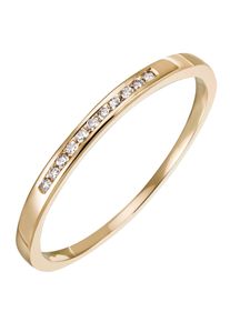 Firetti Damen Diamantring "Schmuck Geschenk Gold 585 Damenring Verlobungsring Goldring Memoire", 58, 0,05 ct SI = kleine Einschlüsse, Gelbgold