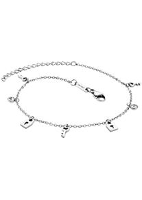 JULIE JULSEN Damen Fußkette "Edelstahl rhodiniert", 22 + 5cm, Edelstahl, weiß, Edelstahl, Fußkettchen