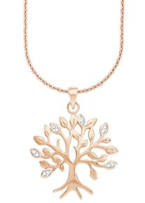 Amor Damen Kette mit Anhänger "Lebensbaum, 2016687", Silber 925 (Sterlingsilber), L: 60cm, rosa, Silber 925 (Sterlingsilber), Halsketten, mit