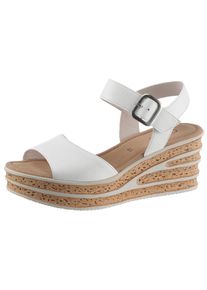 Gabor Damen Sandalette, Gr. 40, weiß, Kalbsleder, unifarben, klassisch, Schuhe, Sommerschuh, Sandale, Keilabsatz, mit besonderer Absatzgestaltung