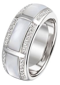 Jobo Damen Fingerring, 50, Silber 925 (Sterlingsilber), silber, Silber 925 (Sterlingsilber), Fingerringe, 925 Silber mit Perlmutt und 42 Zirkonia