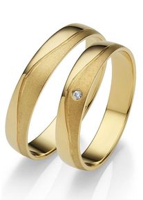 Firetti Trauring "Schmuck Geschenk Gold 375 Hochzeit Ehering "LIEBE"", 69, 0,01 ct SI = kleine Einschlüsse mit Brillant, Gelbgold 375, 4mm, gold,