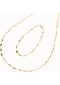 Firetti Damen Ketten und Armband Set "Multipack Schmuck Geschenk Silber 925 Armkette Halskette Plättchen", gold, Silber 925 (Sterlingsilber),