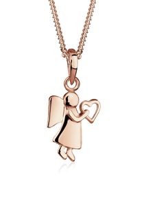 Elli Damen Kette mit Anhänger "Engel Herz Glücksbringer Symbol 925 Silber", 55, ohne Stein, Silber 925 (Sterlingsilber), L: 45cm, rosa, Silber 925