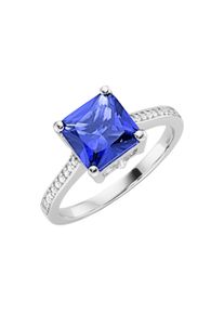 Damen Silberring "mit Zirkonia oder Kristallstein, Silber 925", 50, Silber 925 (Sterlingsilber), blau, Giorgio Martello MILANO, Silber 925