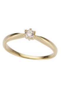 Firetti Damen Solitärring "Schmuck Geschenk Gold 750 Damenring Verlobungsring Goldring Solitär", 18, 0,15 ct P2 = erkennbare Einschlüsse, Gelbgold