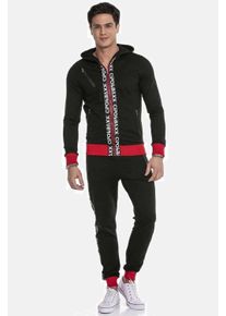 Cipo & Baxx CIPO & BAXX Herren Trainingsanzug "Homewear", schwarz, casual, Gr. M, unifarben, 72% Baumwolle;22% Polyester;6% Elasthan, Sportanzüge, mit