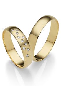 Firetti Trauring "Schmuck Geschenk Gold 375 Hochzeit Ehering "LIEBE"", 55, 0,075 ct SI = kleine Einschlüsse mit Brillanten, Gelbgold 375, 4,5mm,