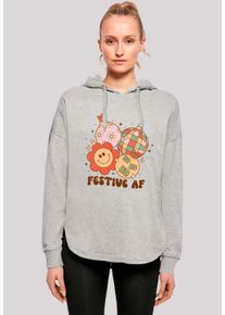 F4NT4STIC Damen Kapuzenpullover "Festive AF Weihnachten Tree Balls", grau, casual, Gr. XS, Obermaterial: 100% Baumwolle, Pullover, Premium Qualität,