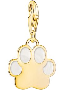 Thomas Sabo Damen Charm-Einhänger "Hundepfote mit weißer Kaltemaille, 2014-427-39", gold, Silber 925 (Sterlingsilber), Charms