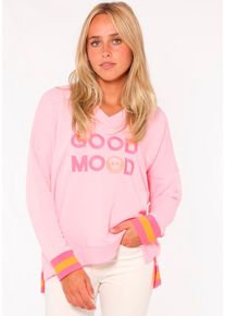 Zwillingsherz Damen Sweatshirt "Dana", rosa, casual, Gr. L, unifarben mit Farbeinsätzen, Sweatware, Obermaterial: 50% Baumwolle, 50% Polyester,