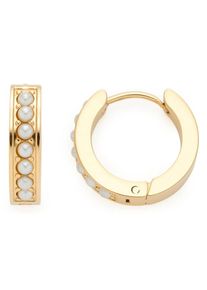 Leonardo Damen Paar Creolen "Inka, 022064", Edelstahl-Perlen, gold, Edelstahl, Perlen, Ohrringe, mit Perle (imitiert)