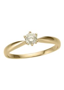 Firetti Damen Solitärring "Schmuck Geschenk Gold 750 Damenring Verlobungsring Goldring Solitär", 17, 0,25 ct P2 = erkennbare Einschlüsse, Gelbgold