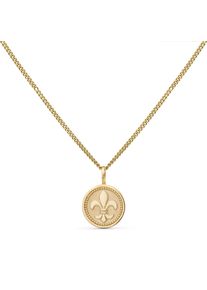 OROLINO Damen Kette mit Anhänger "Gold 375 mit Lilien-Motiv 42/45cm lang", 42 + 3cm, Gold, L: 45cm B: 12.0mm, gelb, Gold, B:12.0mm, Halsketten