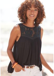 Buffalo Damen Crepebluse, schwarz, modisch, Gr. 38, unifarben, Cru00eape, Web, Obermaterial: 100% Viskose. Einsatz: 100% Baumwolle, Blusen, mit