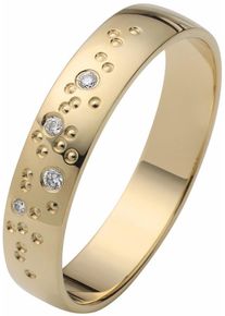 Firetti Trauring "Schmuck Geschenk Gold 375 Hochzeit Ehering "LIEBE" Sterne", 19, 0,03 ct SI = kleine Einschlüsse mit Brillanten, Gelbgold 375, 4mm,