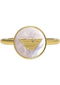 Emporio Armani Damen Fingerring "Schmuck Geschenk Edelstahl Ring Center Focal, EGS3142710", 18, Edelstahl, weiß, Edelstahl, Fingerringe, mit Perlmutt