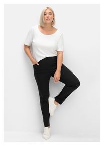 sheego Damen Stretch-Hose "Große Größen", schwarz, casual, Gr. 80, unifarben, Obermaterial: 70% Viskose, 25% Polyamid, 5% Elasthan, Hosen, mit