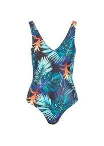 Monokini Urban Classics "Urban Classics Damen Ladies High Leg Pattern Swimsuit" Gr. XS, N-Gr, schwarz (vriesea black) Damen Badeanzüge