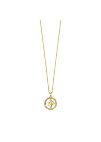 JULIE JULSEN Damen Kette mit Anhänger "925/- Sterling Silber vergoldet mit beweglichem Baum", 41cm, Silber 925 (Sterlingsilber), L: 41cm, gelb,