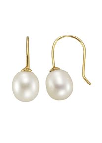 Vivance Damen Paar Ohrhänger "375/- Gelbgold glanz Süßwasserperle 8-8,5mm", ONE-SIZE, Gold, gelb, Gold, Ohrringe
