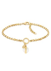 Tommy Hilfiger Damen Armband "Schmuck Edelstahl Armschmuck Erbskette", Edelstahl-Perlen, gold, Edelstahl, Perlen, Armbänder, mit Onyx oder