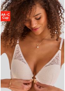 Vivance Damen Push-up-BH, Gr. 70, beige, Spitze, Obermaterial: 87% Polyamid, 13% Elasthan, feminin, BHs, aus Spitze in hübscher Blätterform mit