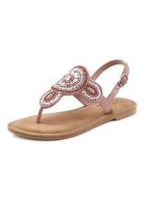 Lascana Damen Zehentrenner, Gr. 36, rosa, Obermaterial: 80% Synthetik, 20% Schafsleder. Futter: 100% Schafsleder. Decksohle: 100% Ziegenleder.