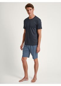 Calida Herren Shorty "Relax Streamline 2", Gr. S, blau, Interlock, Obermaterial: 100% Baumwolle, unifarben, gemustert, modisch, Homewear-Sets, mit