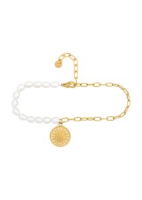CAI CAÏ Damen Armband "925 Silber Perlen Münze vergoldet Sonne Mond", 19cm, Silber 925 (Sterlingsilber), gelb, Silber 925 (Sterlingsilber), Armbänder