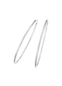 Smart Jewel Damen Paar Creolen "gerieft und diamantiert, Silber 925", Silber 925 (Sterlingsilber), silber, Silber 925 (Sterlingsilber), Ohrringe
