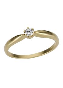Firetti Damen Solitärring "Schmuck Geschenk Gold 750 Damenring Verlobungsring Goldring Solitär", 17, 0,1 ct P2 = erkennbare Einschlüsse, Gelbgold