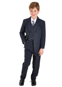 Family Trends Herren Anzug "im 5-teiligen Set", blau, elegant, Gr. 92, gestreift, 85% Baumwolle, 15% Polyester, Anzüge, im eleganten Look