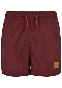 Urban Classics Jungen Badeshorts "Urban Classics Herren Boys Block Swim Shorts", rot, Gr. 134, 100% Polyamid, Badehosen