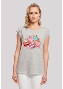 F4NT4STIC Damen T-Shirt "Pink Cute Weihnachten Tree Balls", grau, casual, Gr. XXXL, Obermaterial: 100% Baumwolle, Shirts, Premium Qualität,