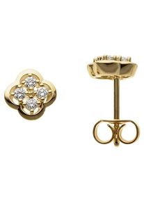 Firetti Damen Paar Ohrstecker "Schmuck Geschenk Gold 333 Ohrschmuck Blume", 0,14 ct P2 = erkennbare Einschlüsse, Gelbgold 333-Diamanten, gold,