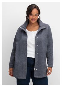 sheego Damen Fleecejacke "Große Größen", blau, casual, Gr. 40, unifarben, Obermaterial: 100% Polyester;Futter: 100% Polyester, Jacken, aus meliertem