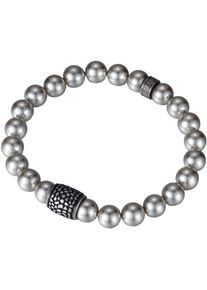 Kingka Damen Perlenarmband "Schmuck Geschenk Edelstahl Armschmuck Reptil, OSB-2213SGR-PEA-Anti", Edelstahl-Nylon-Perlen, grau, Edelstahl, Nylon,