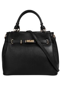 Samantha Look Damen Henkeltasche, schwarz, Leder, unifarben, leicht glänzend, Taschen, echt Leder, Made in Italy, geräumige Henkeltasche mit