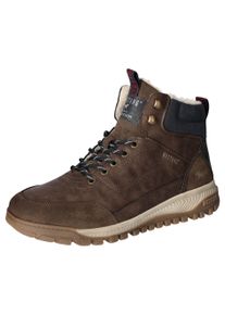 Mustang Shoes Herren Winterboots, Gr. 46, braun, Lederimitat, unifarben, sportlich, Schuhe, Keilabsatz, Schnürboots, Stiefelette mit Kontrastbesatz