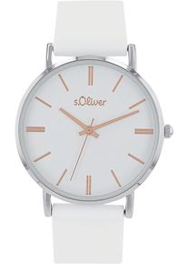 s.Oliver Damen Quarzuhr, weiß, Armbanduhren, Armbanduhr, Damenuhr, analog, Silikonarmband