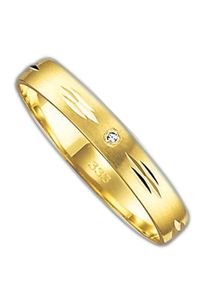 Firetti Trauring "Schmuck Geschenk Gold 375 Hochzeit Ehering Trauring "LIEBE"", 17,5, 0,01 ct SI = kleine Einschlüsse mit Brillant, Gelbgold 585,