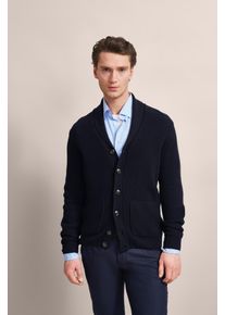 Bugatti Herren Strickjacke, blau, casual, Gr. XXL, unifarben, Strick, 80% Wolle, 20% Polyamid, Strickjacken, mit Schalkragen