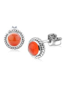 NENALINA Damen Paar Ohrstecker "Karneol Geburtsstein Juli Trend 925 Silber", OneSize,mit Steinen, Silber 925 (Sterlingsilber), orange, Silber 925