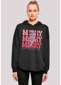 F4NT4STIC Damen Kapuzenpullover "Merry Weihnachten Print Leo Print", schwarz, casual, Gr. L, Obermaterial: 100% Baumwolle, Pullover, Premium