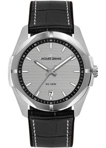 Jacques Lemans Damen Quarzuhr "Monte Carlo", schwarz, Armbanduhren, Armbanduhr, Herrenuhr, Damenuhr, Datum, Leuchtzeiger, Lederarmband