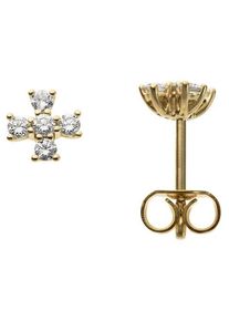 Firetti Damen Paar Ohrstecker "Schmuck Geschenk Gold 585 Ohrschmuck Kreuz", 0,25 ct P2 = erkennbare Einschlüsse, Gelbgold 585-Diamanten, gold,