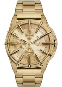 Diesel Herren Chronograph "FRAMED", gold, Armbanduhren, Quarzuhr, Armbanduhr, Herrenuhr, Stoppfunktion, Lederarmband