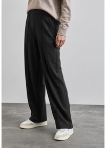 Street One Damen Stoffhose, schwarz, casual, Gr. 44, unifarben, Stoff, 61% Viskose, 32% Polyamid, 7% Elasthan, Hosen, High Waist